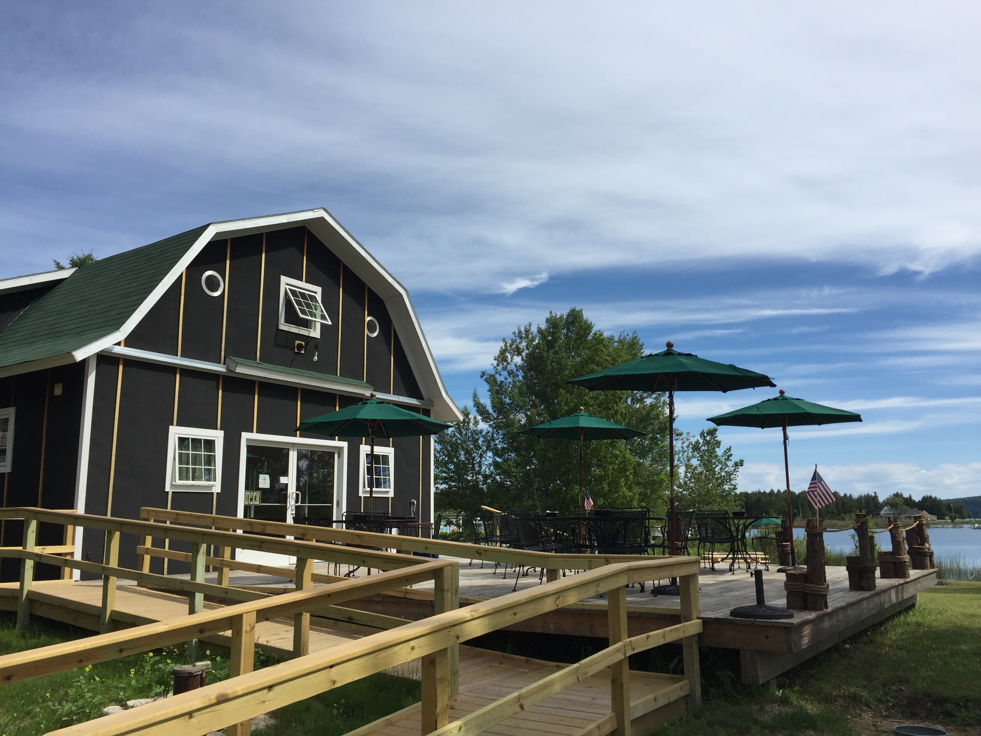 Jackson Harbor Soup patio seating on Washington Island.