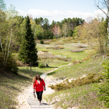 A person walking outdoors