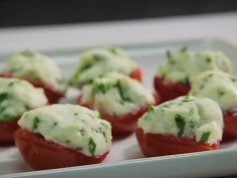 Chive ricotta bites on a plate