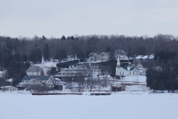 The Ephraim, WI shoreline in winter.