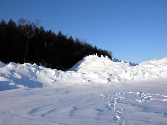 Ice shoves on Lake Michigan.