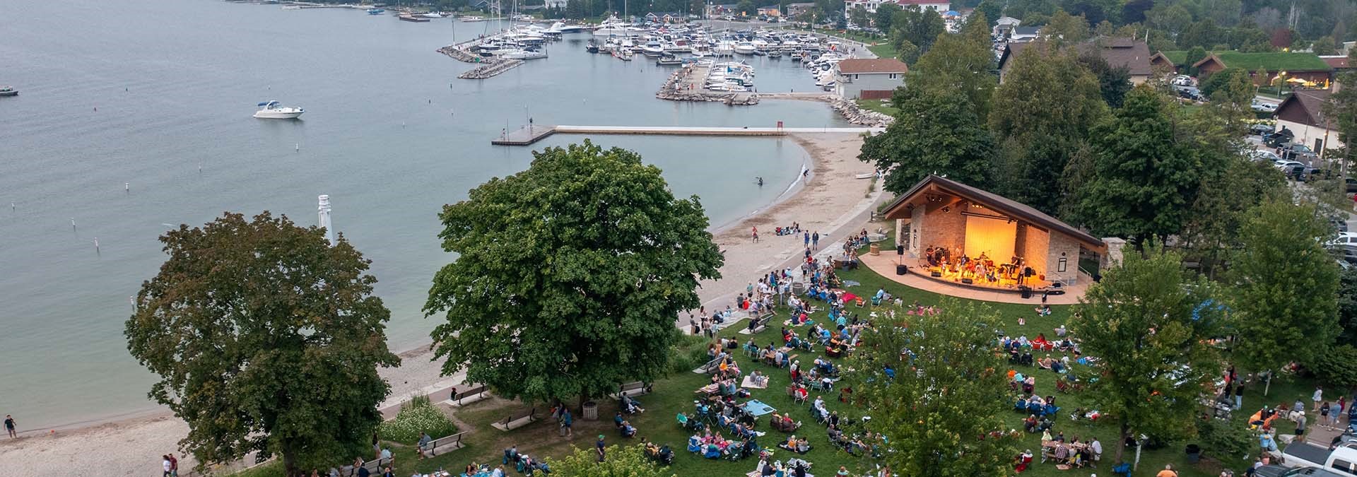 Aerial view of an outdoor performance