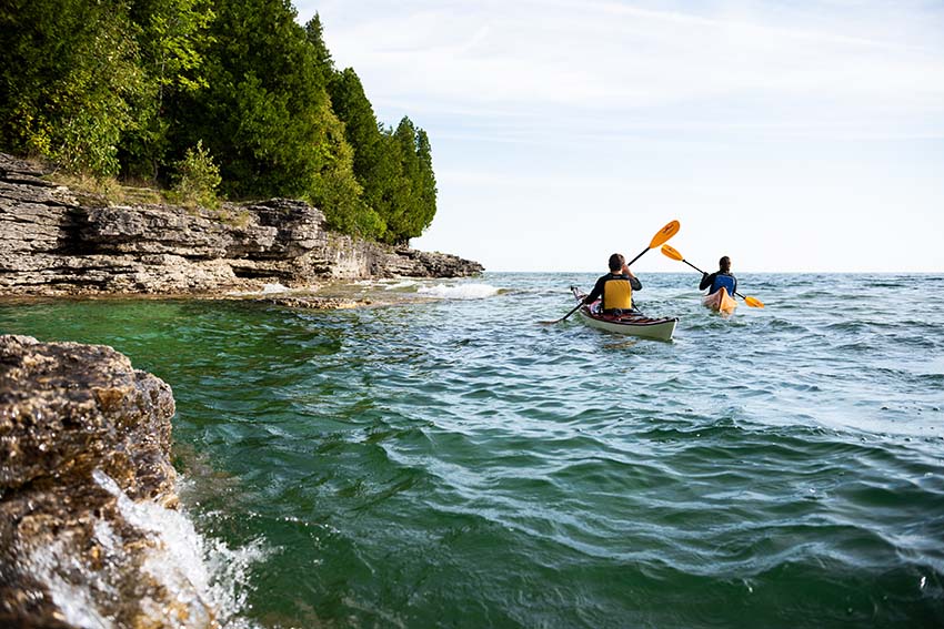 A couple kayaking