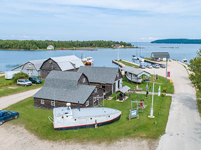 Aerial view of a museum