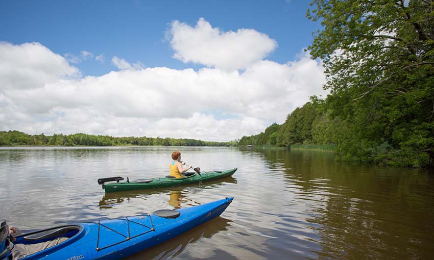 Two kayaks on the water.