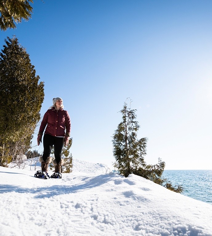 Woman snowshoeing