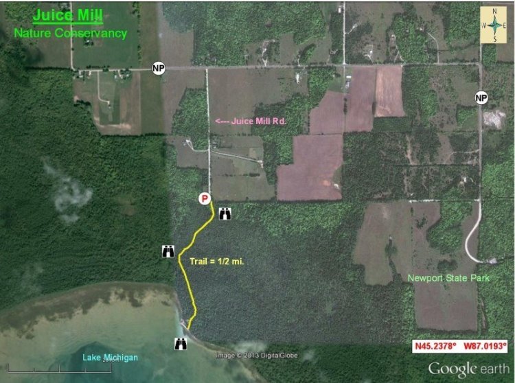 Aerial view map of Juice Mill Nature Conservatory