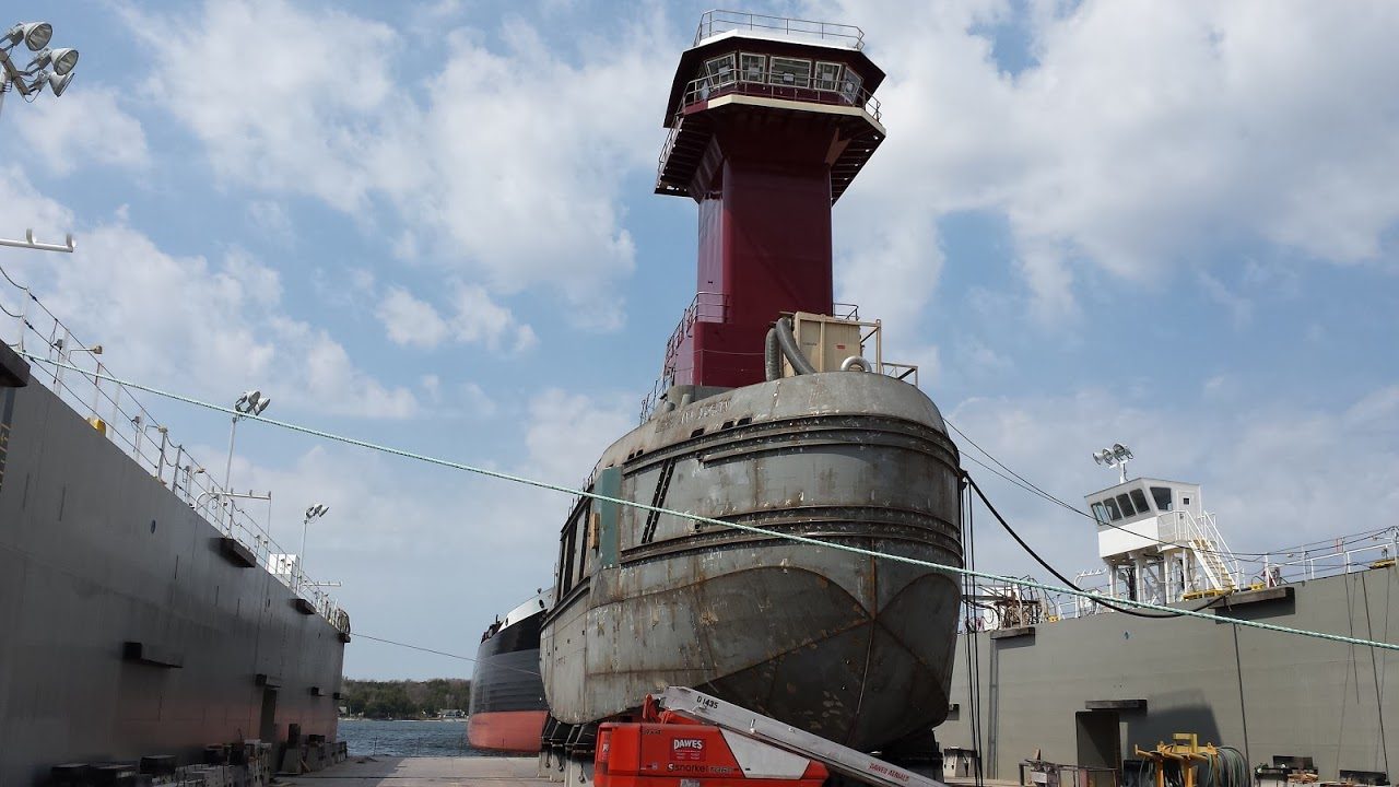 Closeup of a ship in the shipyard