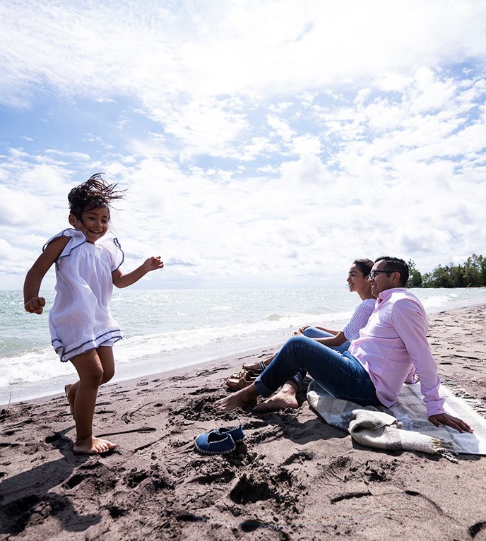 A family enjoying the beach.