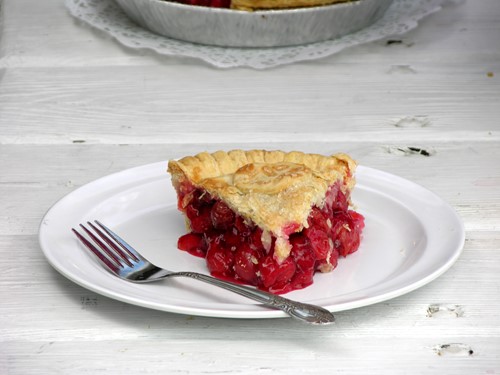 A large piece of fresh Door County cherry pie.