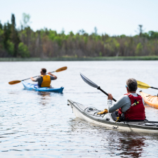 People kayaking on the lake